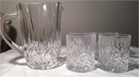 Crystal Pitcher and 4 Crystal Rock Glasses