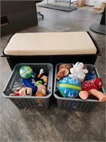 Wooden Toy Bin w/ Toys