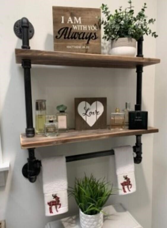 Industrial Pipe Shelf Bathroom Shelves Wall