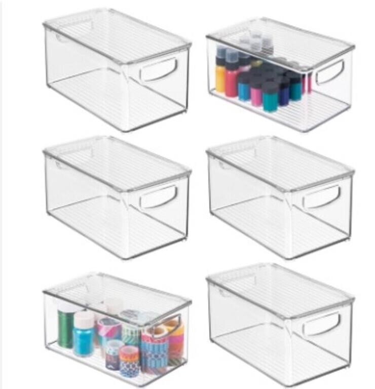 6 Pk  Plastic Deep Storage Organizer Bin Box