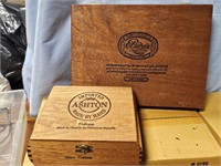 Two wood tobacco boxes