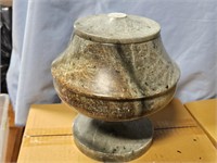 Stone lidded urn knob needs repair 8.5"h