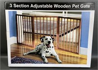 3 Section Adjustable Wooden Pet Gate NIB