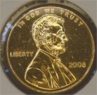 24k gold-plated 2008 Lincoln penny