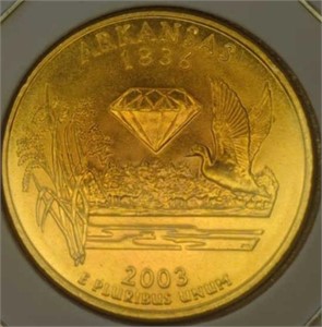 24k gold-plated 2003 d. Arkansas quarter