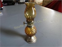 Miniature Vintage amber hobnail glass oil lamp