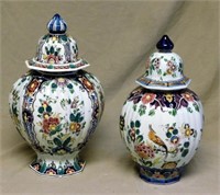 Polychrome Delft Hand Painted Ginger Jars.