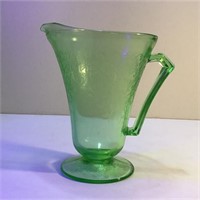 URANIUM GLASS WATER PITCHER VINTAGE