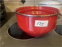 Set of 4 Red Metal Mixing Bowls