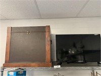 wooden box and tv