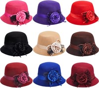 Liitrsh 9 Pcs 1920s Women Cloche Derby Hats