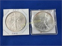(2) 1994 AND 2011 SILVER EAGLES