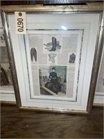 GROUP OF FRAMED NEWSPAPER ADS APPROX 19 IN X 24 IN