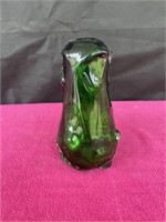 Murano art glass vase, green, ground bottom,"
