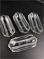 4pc Vintage Glass Corn Holder Dishes8.25" x 4"