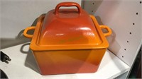 Technique Orange enamel cast iron covered pot by