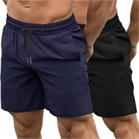 NEW $43 (M) 2PK Men's Workout Shorts Quick Dry