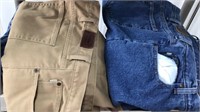 2 LL Bean flannel lined pants 46x29