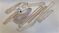 Faux Pearls ~ (8) Necklaces & (2) Bracelets