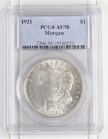 1921-P Morgan Silver Dollar PCGS AU 58
