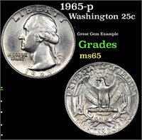 1965-p Washington Quarter 25c Grades GEM Unc