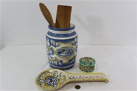 Trio Made in Italy Hand-painted Kitchen Pottery