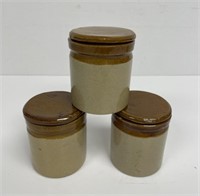 3 Moira Pottery English Stoneware Jars w/Lids