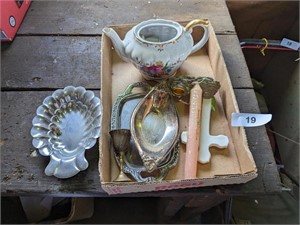 Tea Pot, Small Metal Serving Trays