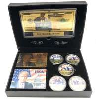 Donald Trump coin, currency and card set