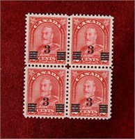 CANADA MINT BLK 4 KGV SURCHARGED STAMPS