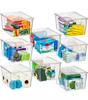 NEW $110 Plastic Storage Bins with Lids 8-Pack