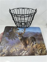 Antique Egg Basket and Buck Cutting Board