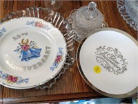 25th anniversary plates and glass trays
