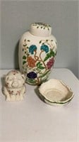 Oriental Painted Vase Bowl And Pig