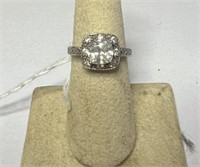 Sterling Clear/White CZ Stone Ring, sz7.25