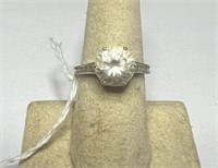 .925 Round CZ Solitaire Ring sz. 8