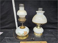 Vintage Lamps Hobnail and painted milk glass