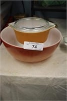 2PC VINTAGE PYREX BOWL AND DISH W/LID
