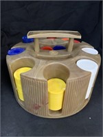 VINTAGE POKER CHIPS IN REVOLVING CARRIER