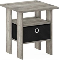 End Table with Bin Drawer French Oak Grey