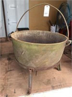 Cast Iron Kettle & Stand 28.5" Across by 17" Deep