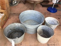Lot of 4 Galvanized Buckets