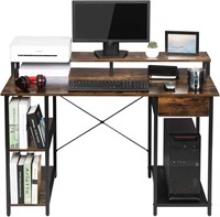 Desk with Wooden Drawer  Monitor Stand  Shelves