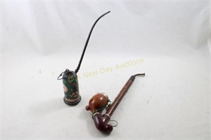 Oriental Porcelain Pipe & Branch Long Stem Pipe