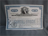 Antique Central Railroad NY Stock Certificate