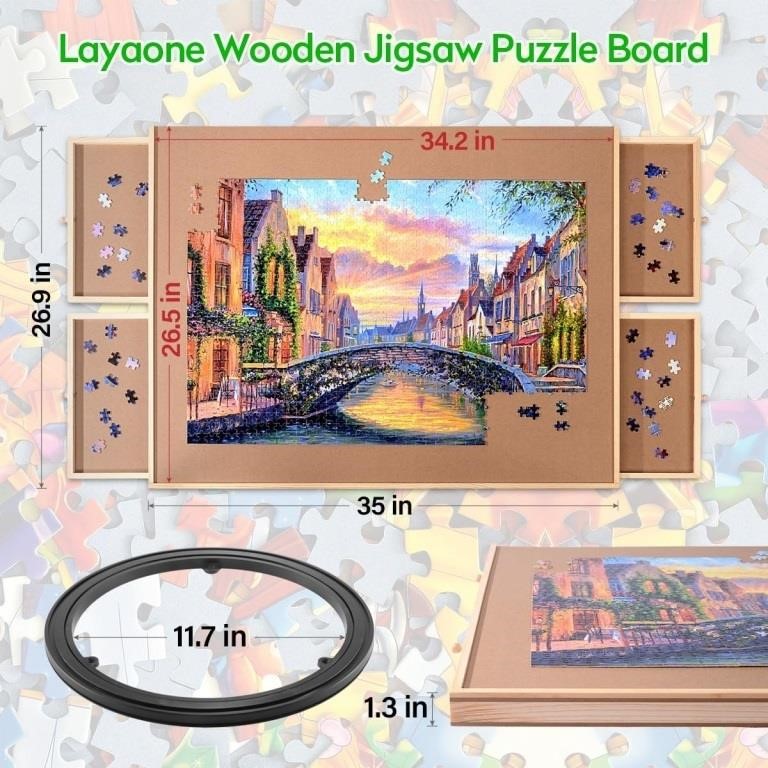 LAYAONE 1500PCS Rotating Wooden Jigsaw Puzzle