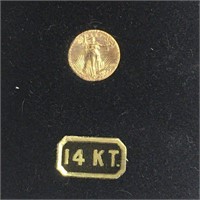 14k Gold Monetary Mint Mini 1907 St Gaudens