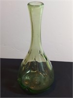 Hand Blown Green Glass Decanter Wine Carafe.