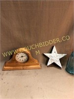 Pine mantle clock & limeatone 6 in star