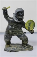 Drum Dancer Soapstone Carving Inuit 10" x 8"